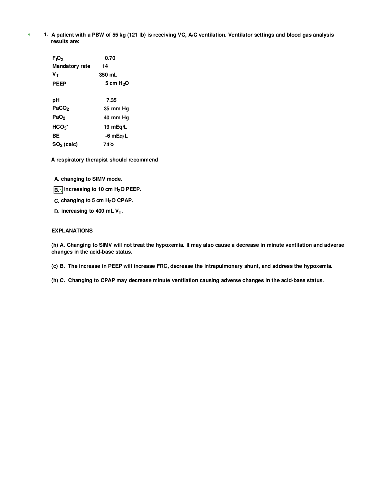 Preview image for Respiratory Care Self-Assessment Examination B - Newly Updated Complete Solutions, Score A+